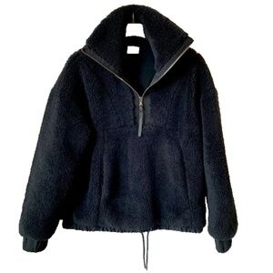 Varley Appleton Sweat Sherpa Pullover Half Zip Black Women’s XSmall